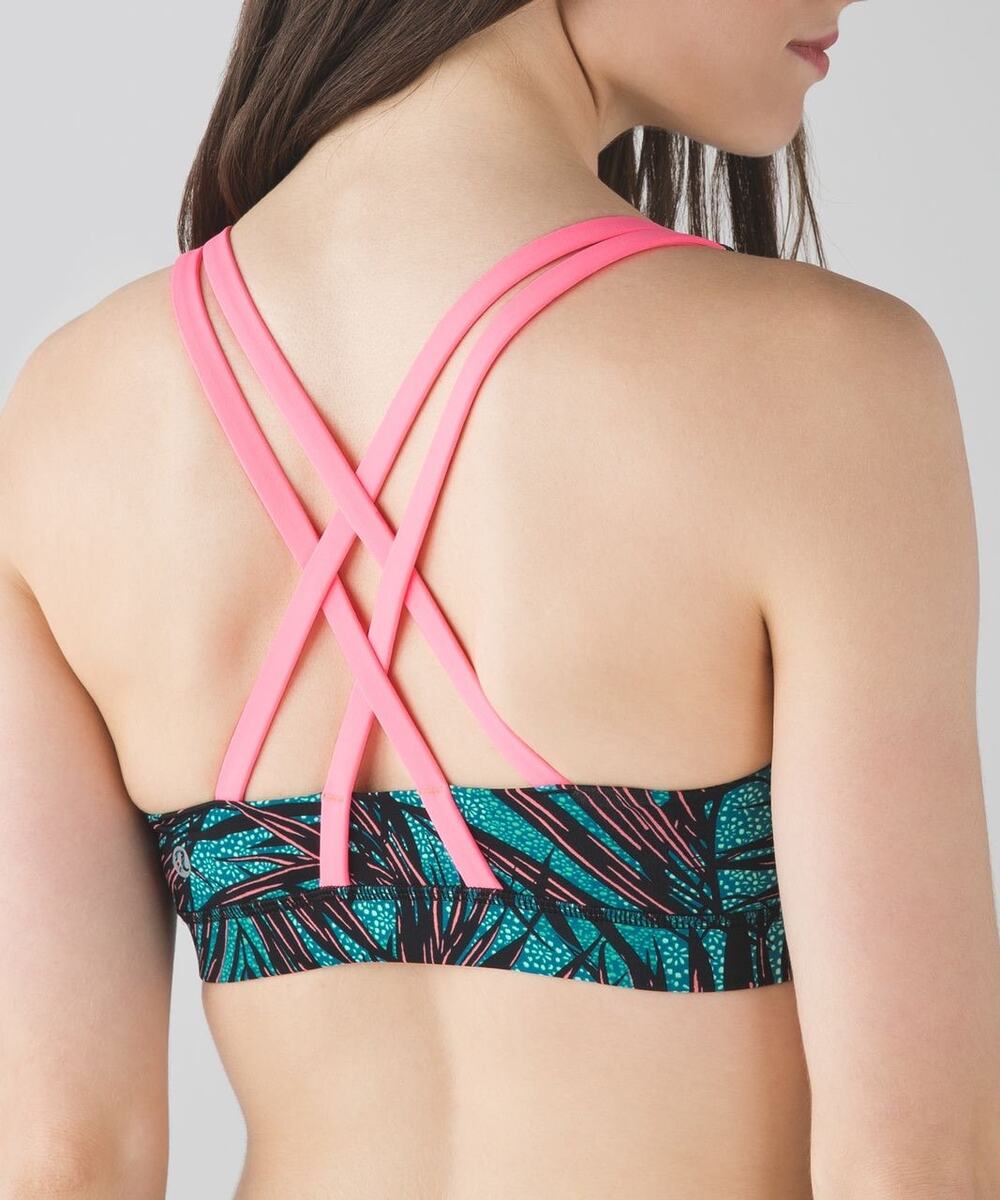 Lululemon Energy Bra Women's 10 Mini Palm Lace Tofino Teal Athletic Sports Bra